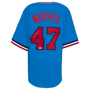 Jack Morris Signed Baby Blue Throwback Custom Baseball Jersey