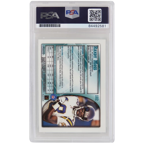 Randy Moss Signed Vikings 1998 Bowman Chrome Rookie Card #182 (PSA/DNA Encapsulated - Auto Grade 10) - Image 2