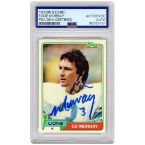 Eddie Murray Signed Detroit Lions 1981 Topps Rookie Football Trading Card #440 - (PSA Encapsulated)