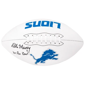 Eddie Murray Signed Detroit Lions Logo Franklin White Football w/2x Pro Bowl