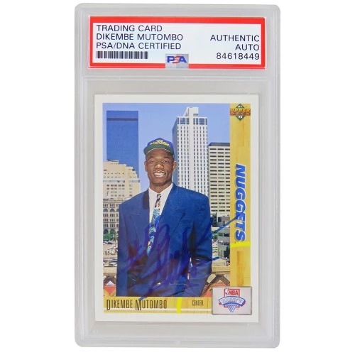 Dikembe Mutombo Signed Denver Nuggets 1991-92 Upper Deck Rookie Card #3 (PSA Encapsulated)