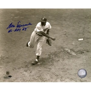 Don Newcombe Signed Brooklyn Dodgers B&W Pitching 8x10 Photo w/NL ROY 49