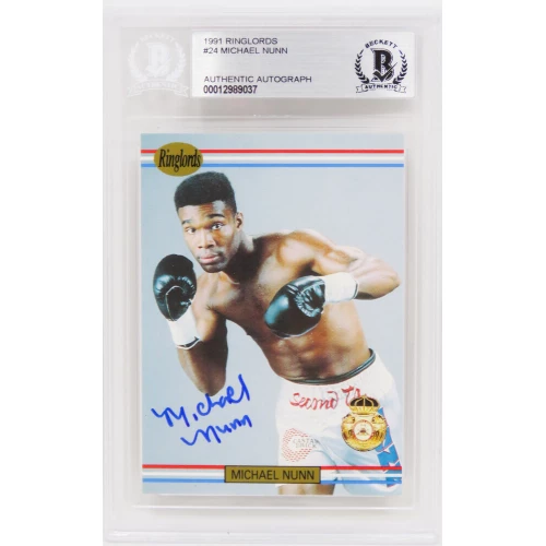 Michael Nunn Signed 1991 Ringlords Boxing Trading Card #24 - (Beckett Encapsulated)