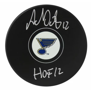 Adam Oates Signed St Louis Blues Logo Hockey Puck w/HOF'12