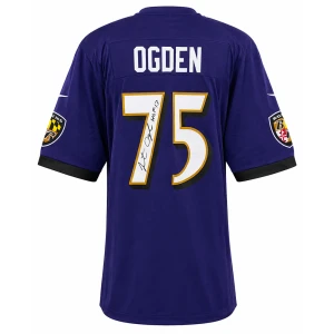 Jonathan Ogden Signed Baltimore Ravens Purple Nike Replica Football Jersey w/HOF'13