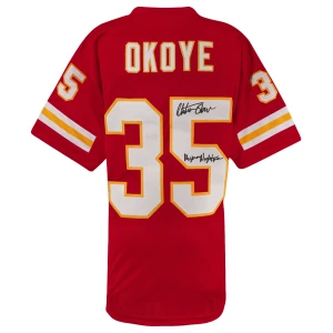 Christian Okoye Signed Red Custom Football Jersey w/Nigerian Nightmare