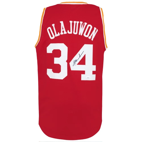 Hakeem Olajuwon Signed Red 'The Dream' Throwback Custom Basketball Jersey - (JSA COA)
