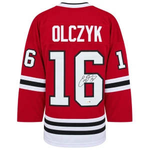 Eddie Olczyk Signed Red Custom Hockey Jersey - (JSA)