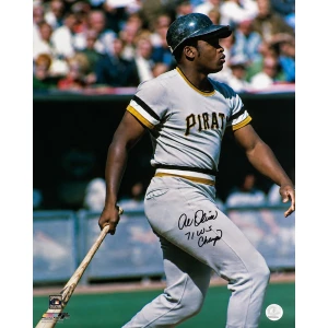 Al Oliver Signed Pittsburgh Pirates Grey Jersey Swinging Action 16x20 Photo w/71 WS Champs