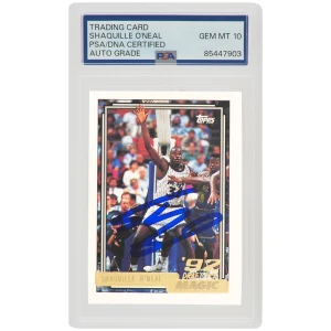 Shaquille O'Neal Signed Magic 1992-93 Topps GOLD Basketball Rookie Card #362 - (PSA/DNA / Auto Grade 10)