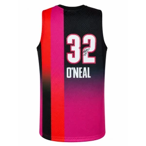Shaquille O'Neal Signed Miami Heat Pink & Black Fadeaway M&N NBA Swingman Basketball Jersey