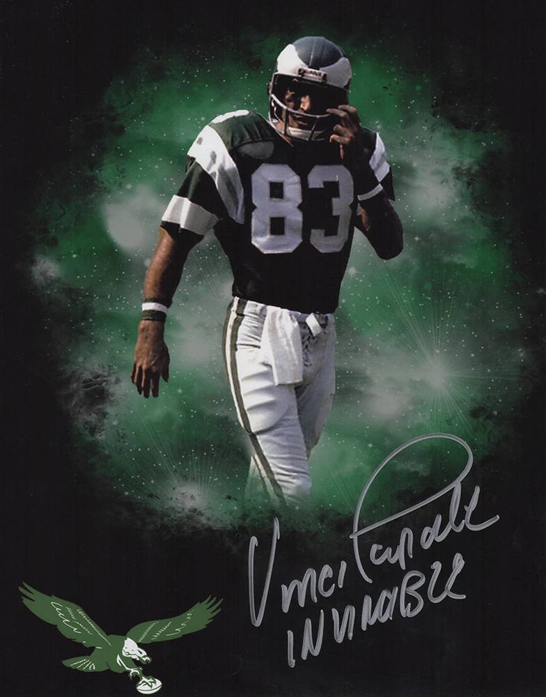 Vince Papale Signed Philadelphia Eagles Green Jersey Spotlight 8x10 Photo w/Invincible