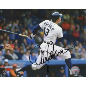 Lance Parrish Signed Detroit Tigers White Jersey Swinging Action 8x10 Photo