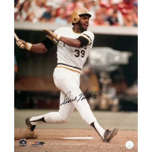 Dave Parker Signed Pittsburgh Pirates White Jersey Action 16x20 Photo (In Black)