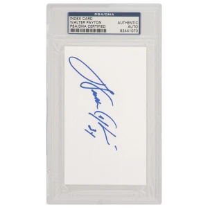 Walter Payton Signed 3x5 White Index Card Cut  - (PSA Encapsulated)