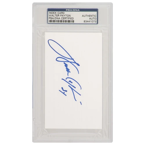 Walter Payton Signed 3x5 White Index Card Cut  - (PSA Encapsulated)