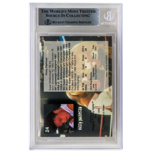 Vinny 'Paz' Pazienza Signed 1996 Ringside Boxing Card #24 - (Beckett Slabbed) - Image 2