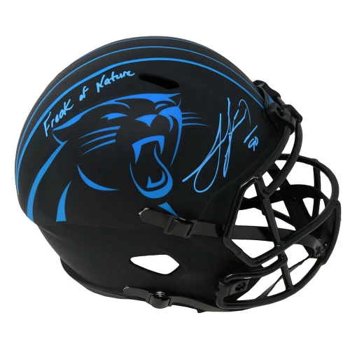 Julius Peppers Signed Carolina Panthers Eclipse Black Matte Riddell Full Size Speed Replica Helmet w/Freak of Nature