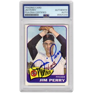 Jim Perry Signed Twins Baseball Trading Card (Various) - (PSA Encapsulated)