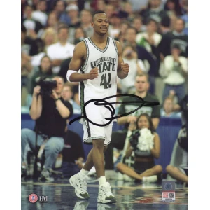 Morris Peterson Signed Michigan State Spartans White Jersey Fist Pump 8x10 Photo