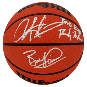 Bill Laimbeer, Dennis Rodman & Rick Mahorn Signed Wilson I/O NBA Basketball w/Bad Boys