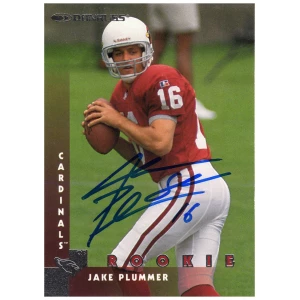 Jake Plummer Signed Arizona Cardinals 1997 Donruss Rookie Football Trading Card #217 w/Snake