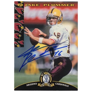 Jake Plummer Signed Arizona Cardinals 1997 SB 2nd Round Pick Rookie Football Trading Card #1 w/Snake