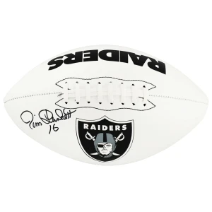 Jim Plunkett Signed Raiders Franklin White Logo Full Size Football