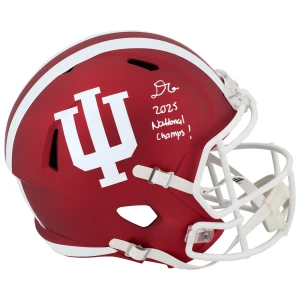 D'Angelo Ponds Signed Indiana Hoosiers Riddell Full Size Speed Replica Helmet w/2025 National Champs