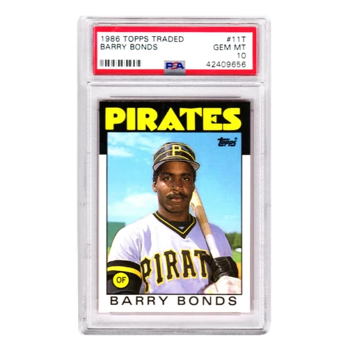 Barry Bonds (Pittsburgh Pirates) 1986 Topps Traded Baseball #11T RC Rookie Card - PSA 10 GEM MINT (New Label)