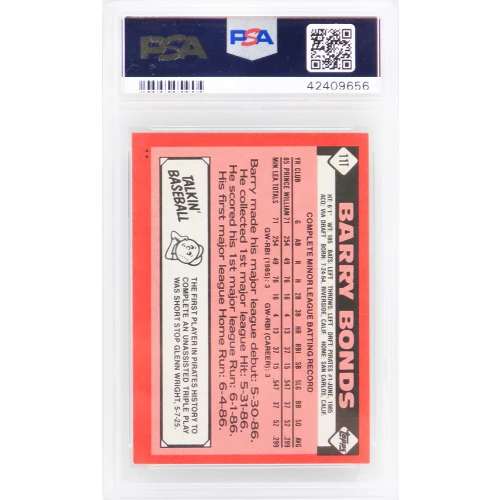 Barry Bonds (Pittsburgh Pirates) 1986 Topps Traded Baseball #11T RC Rookie Card - PSA 10 GEM MINT (New Label) - Image 2