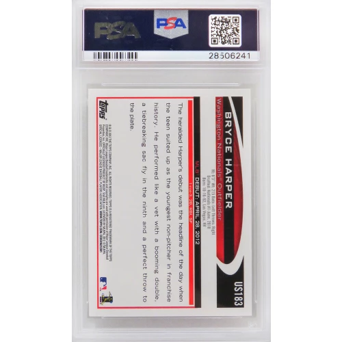 Bryce Harper (Washington Nationals) 2012 Topps Update Baseball #US183 RC Rookie Card - PSA 10 GEM MINT (New Label) - Image 2