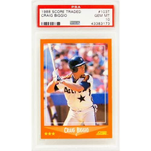 Craig Biggio (Houston Astros) 1988 Score Traded Baseball #103T RC Rookie Card - PSA 10  (Silver Label)