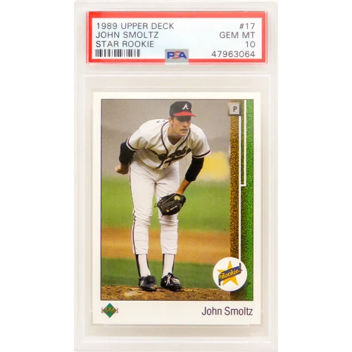 John Smoltz (Atlanta Braves) 1989 Upper Deck Baseball #17 RC Rookie Card - PSA 10 GEM MINT