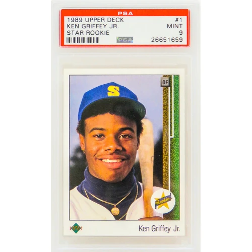 Ken Griffey Jr (Seattle Mariners) 1989 Upper Deck Baseball #1 RC Rookie Card - PSA 9 MINT