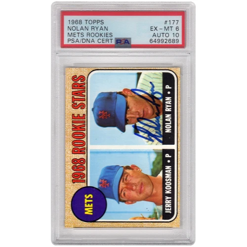 Nolan Ryan / Jerry Koosman (New York Mets) 1968 Topps Baseball #177 RC Rookie Card - (PSA 6 / Auto Grade 10)