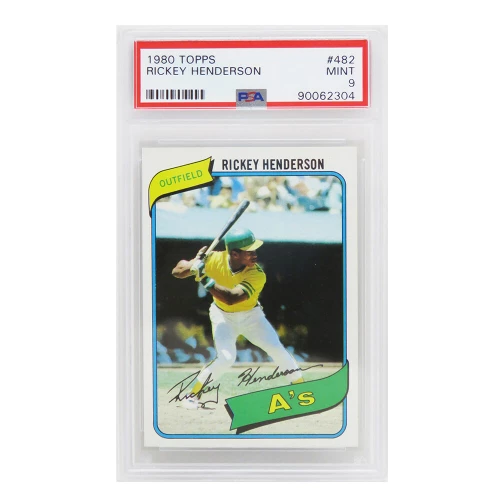Rickey Henderson (Oakland A's) 1980 Topps Baseball #482 RC Rookie Card - PSA 9 MINT (B)