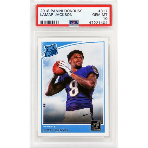 Lamar Jackson (Baltimore Ravens) 2018 Panini Donruss Football #317 RC Rookie Card - PSA 10 GEM MINT