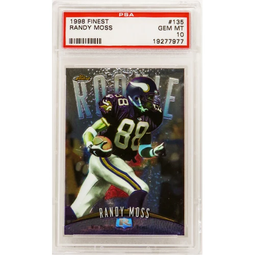 Randy Moss (Minnesota Vikings) 1998 Topps Finest Football #135 RC Rookie Card - PSA 10 GEM MINT