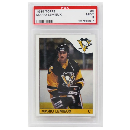 Mario Lemieux (Pittsburgh Penguins) 1985 Topps Hockey RC Rookie Card #9 - PSA 9 MINT (B)