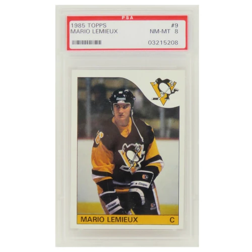 Mario Lemieux (Pittsburgh Penguins) 1985 Topps Hockey RC Rookie Card #9 - (PSA 8 NM-MT) (C.)