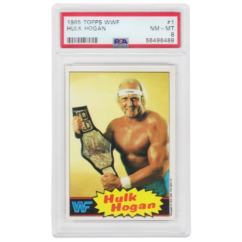 Hulk Hogan 1985 Topps WWF Pro Wrestling Stars (Yellow Background) Rookie Card #1 - PSA 8 NM-MT (B)