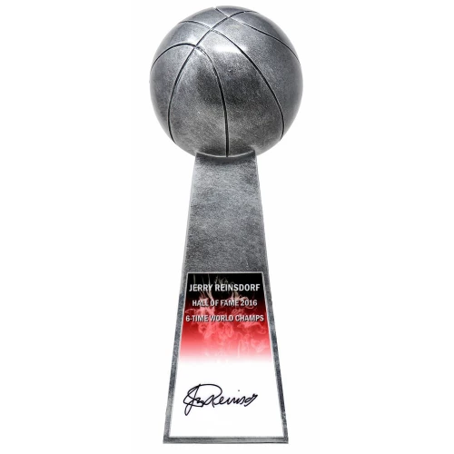 Jerry Reinsdorf Signed Basketball Champion 14 Inch Replica Silver Trophy