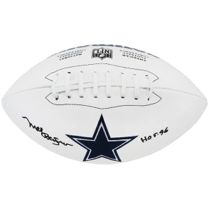 Mel Renfro Signed Dallas Cowboys Wilson White Logo NFL Football w/HOF'96