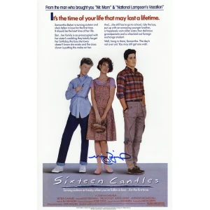Molly Ringwald Signed Sixteen Candles 11x17 Movie Poster (In Blue)