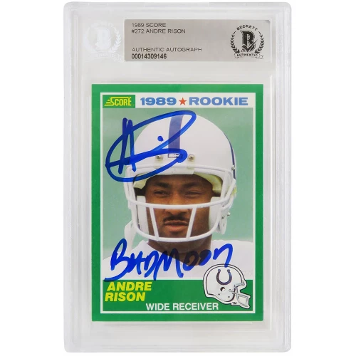 Andre Rison Signed Indianapolis Colts 1989 Score Rookie Card #272 w/Bad Moon (Beckett Encapsulated)
