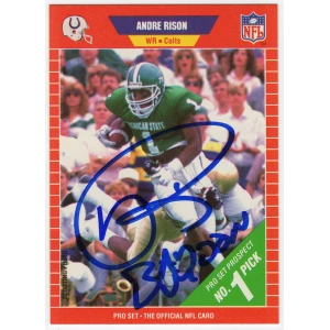Andre Rison Signed 1989 Pro Set Rookie Football Trading Card #497 w/Bad Moon
