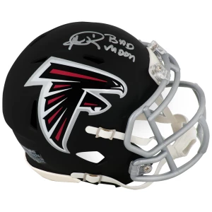 Andre Rison Signed Atlanta Falcons (Current Style) Riddell Speed Mini Helmet w/Bad Moon