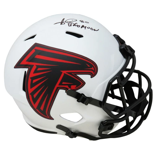 Andre Rison Signed Atlanta Falcons Lunar Eclipse White Matte Riddell Full Size Speed Replica Helmet w/Bad Moon