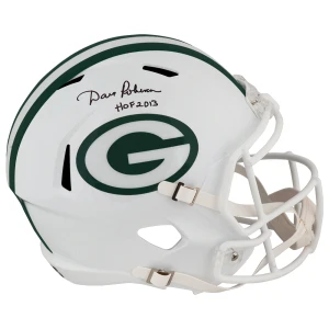 Dave Robinson Signed Green Bay Packers 2024 Alternate White Riddell Full Size Speed Replica Helmet w/HOF 2013
